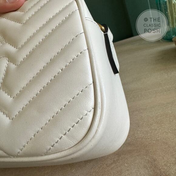 EUC Gucci Marmont Small Camera Bag White Gold HW Crossbody Bag - Picture 5 of 14